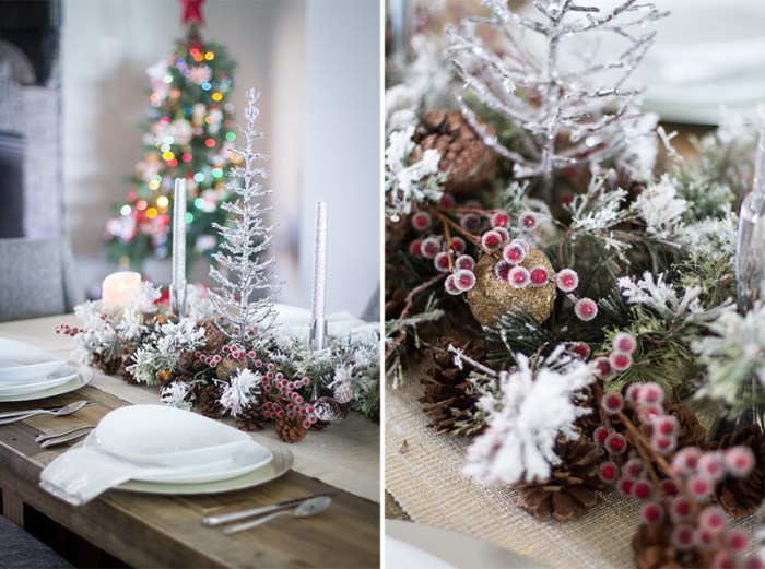 Christmas table decor rustic