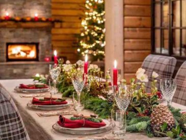 Christmas table decor rustic