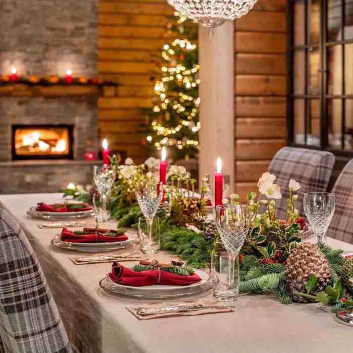 Christmas table decor rustic