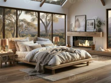 Cozy rustic warm bedroom decor