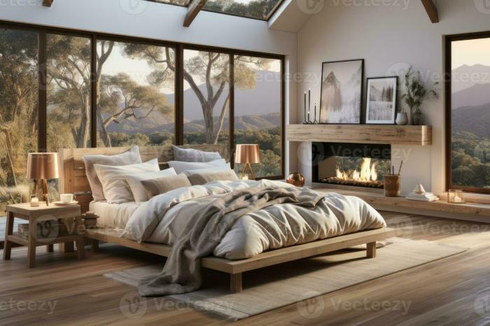 Cozy rustic warm bedroom decor