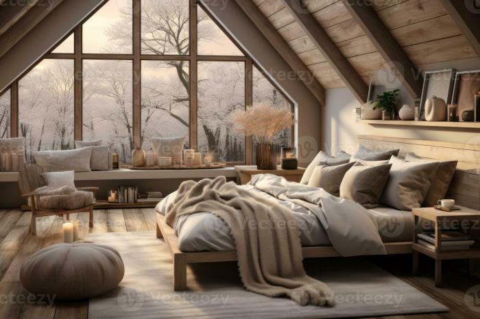 Cozy rustic warm bedroom decor