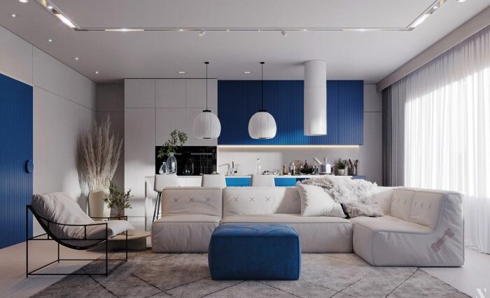 Blue interiors modern sky mood visualizer designer light