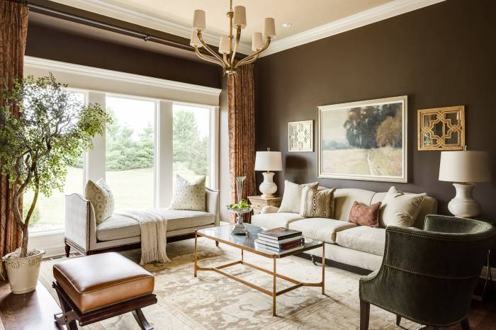 Living room brown ideas traditional chocolate decorating dark decor elegant color white interiors warm walls sofa draperies rooms gold furniture